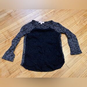 Moa Moa girls Large (fits 10-12) Lace Detail Long Sleeve Blouse